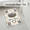 Floral Garden Theme Crystal Velvet Rug Personalized Custom Name Text Soft Floor Mat Home Decor