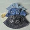 New Five Pointed Star Patch Denim Fisherman Hat For Women, Sweet Retro Street Versatile Bucket Hat