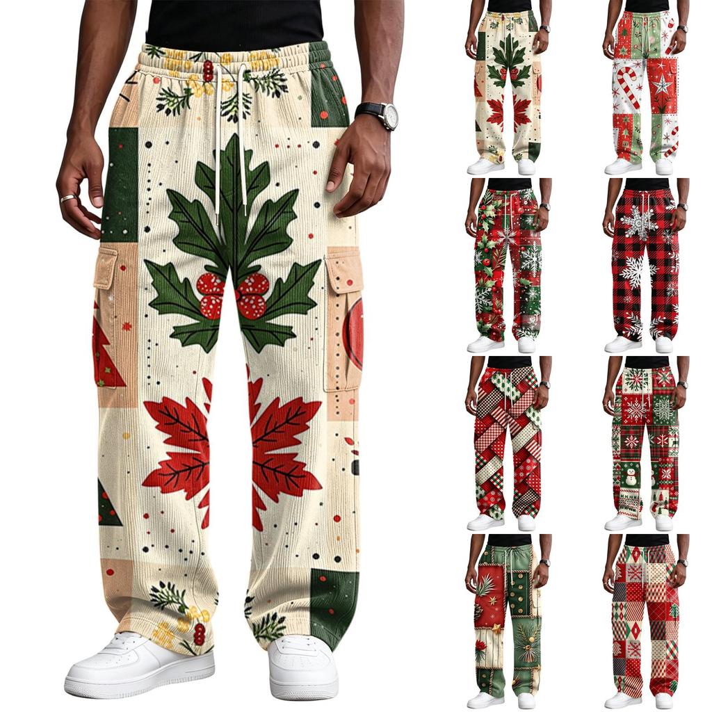 Men's Casual Pants with Christmas Print, Loose Fit Comfortable Streetwear for Holiday Parties