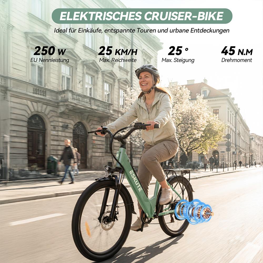 Electric Bicycle ESKUTE C100 26" 250W Motor LCD Display 36V 13AH City Ebike For Adult Top Speed 25Km/h Disc Brake