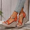 Spot 2024 summer new wedge heel foreign trade large size women's shoes color matching open-toed empty casual women's beach sandals