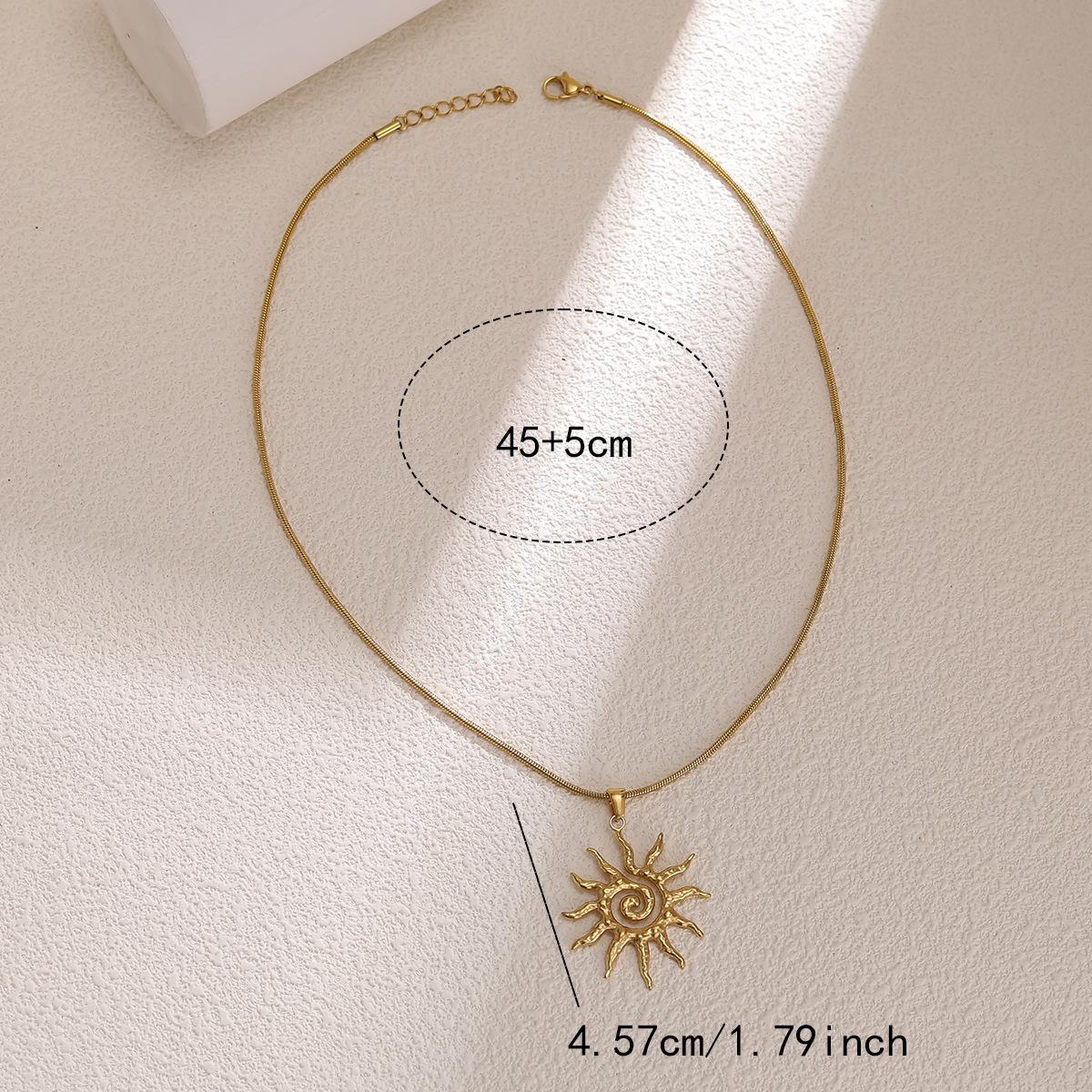 GEMCHIC Women s Spiral Sunflower Pendant Necklace Stainless Steel Gold Plated Snake Chain