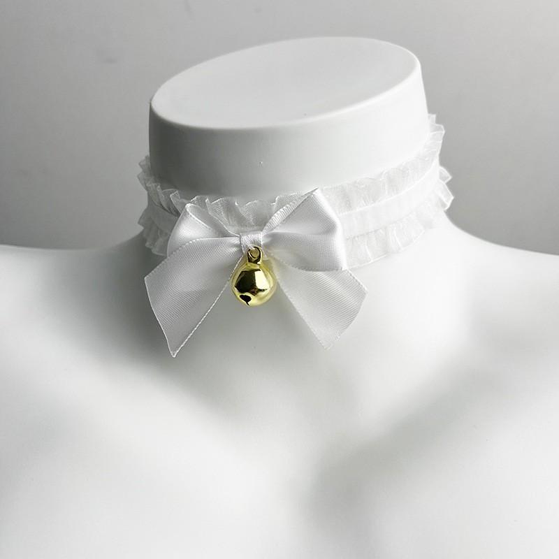 Cute Lolita Lace Bow Bell Choker Necklace Bracelet Set Women
