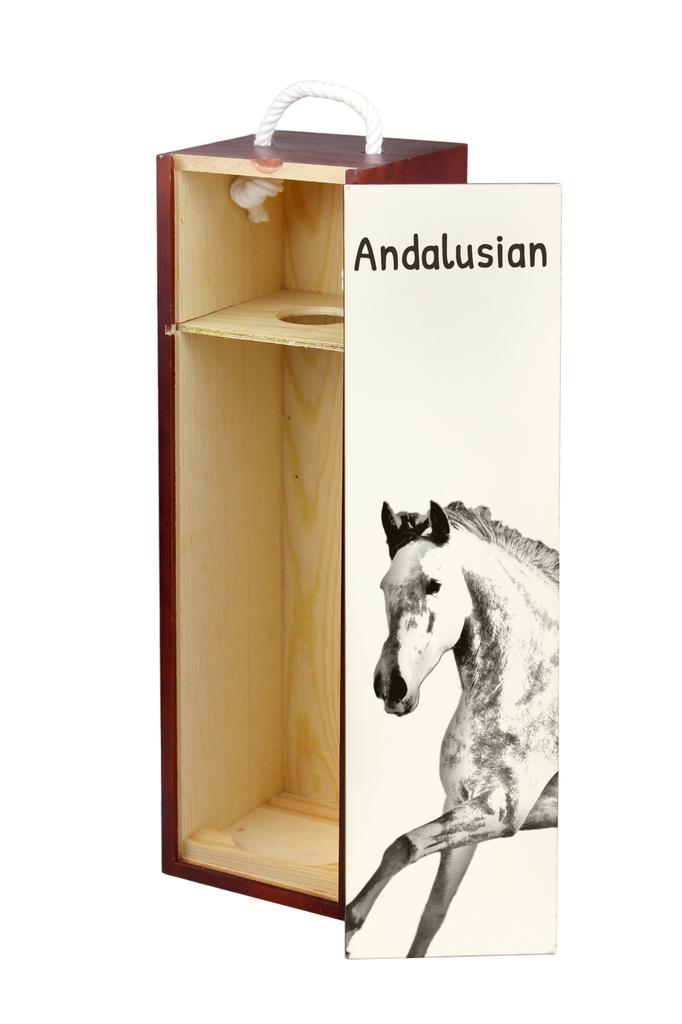 Andalusian - Wine Box with a Horse, Alcohol Box with Graphics, Personalized Gift Box from the Art-Dog Brand