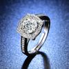 Hot 925 Sterling Silver Beautiful Crystal Square Rings for Women Adjustable Size Fashion Original Designer Party Wedding Jewelry