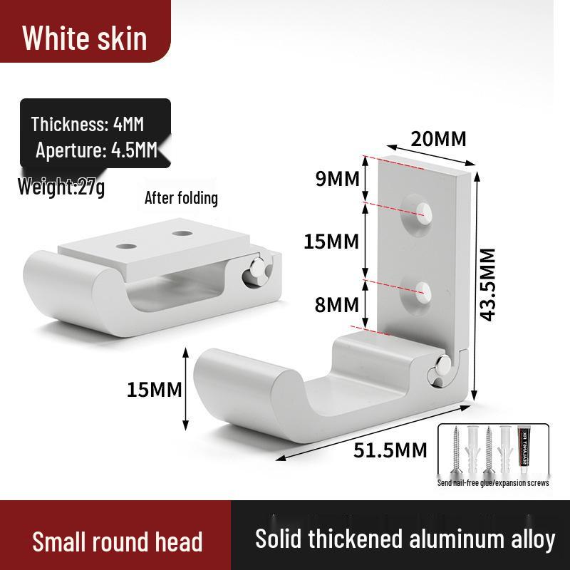 Black Aluminum Alloy Folding Wall-Mounted Coat Hook - Punch-Free, Solid Single Hook