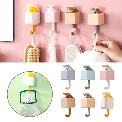 Cute Cat Wall Hooks Self Adhesive Bedroom Door Hangers Keys Towel Umbrella Coat Holder Rack Animal Home Bathroom Decoration Hook