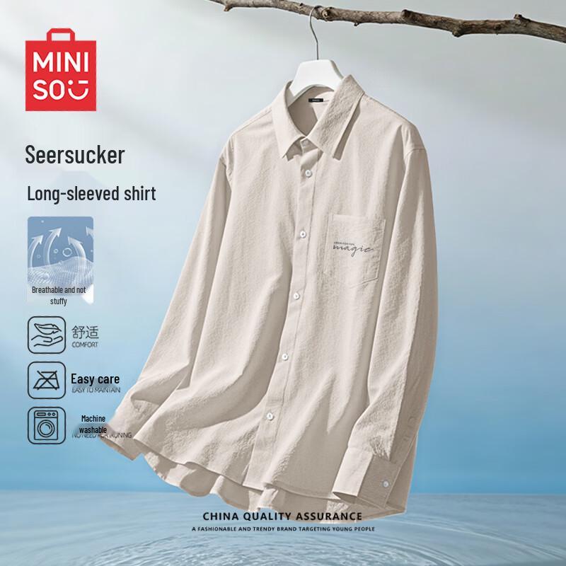 

MINISO Men s Spring Textured Long Sleeve Overshirt XL