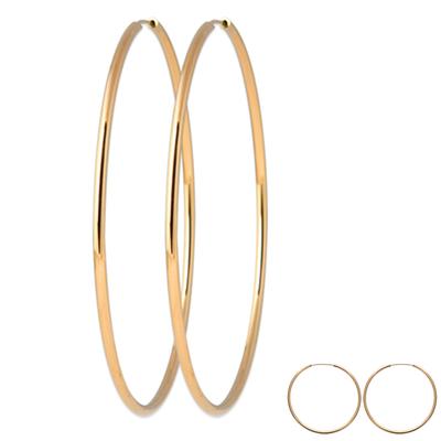 [R1156] - Gold Plated 'Simplicity' Hoop Earrings - 5 Cm 2 Mm