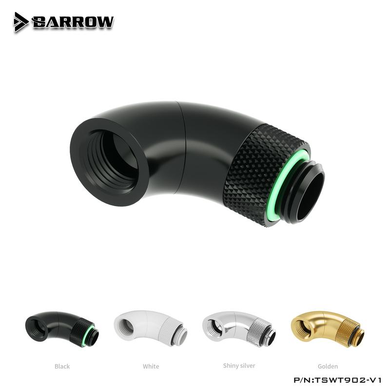 Barrow G1/4 90 Degree Rotary Adapter 2 Section Type Fitting Connector 360 Degree Rotation TSWT902-V1 чёрный
