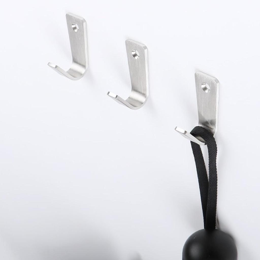Stainless Steel J-type Wall Hanging Single Hole Hook 6 Packs Silver Hanging Coat and Hat Bag Towel with Screws