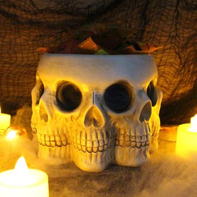 Creepy Skull Planter Succulent Vase Realistic Looking Multi-Face Design Horror Skeleton Planter Pot Halloween Party Resin Ornament