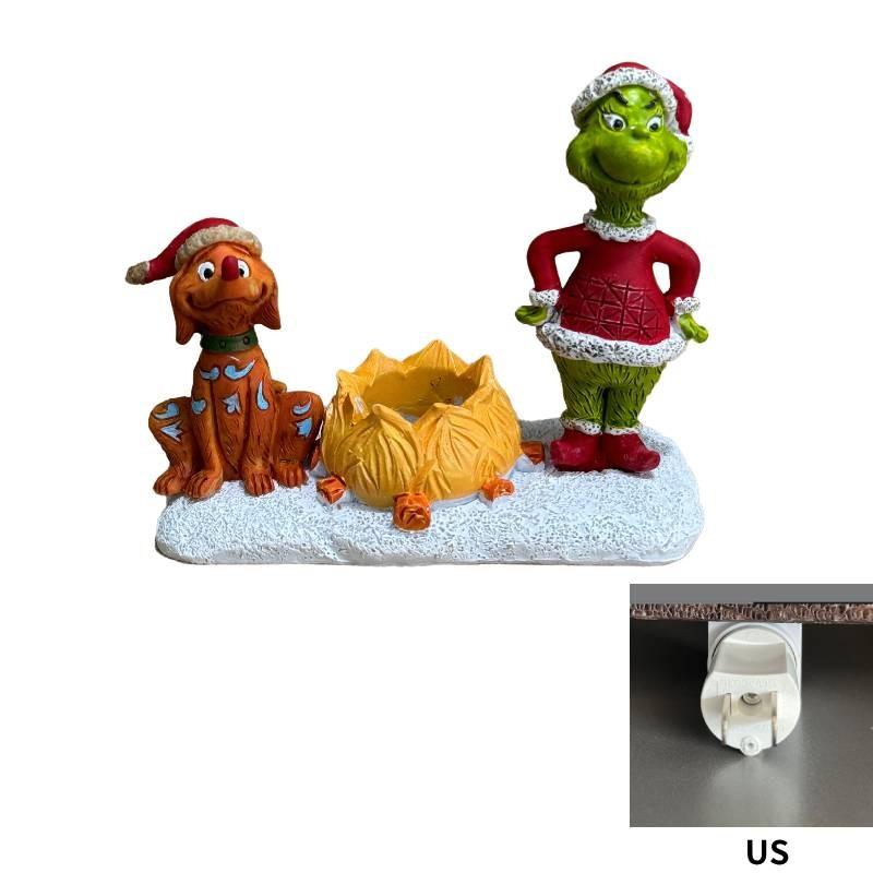Night Christmas Light Wall Bedside Lamp Resin Green Monster Decor Holiday