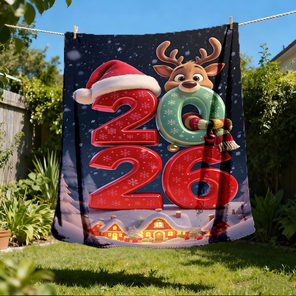 

1pc Christmas 2026 Outdoor Soft Polyester Flannel Throw Blanket Versatile for All Seasons , Soft , Cozy , Warm All Season Quilted Throw , 80x120cm