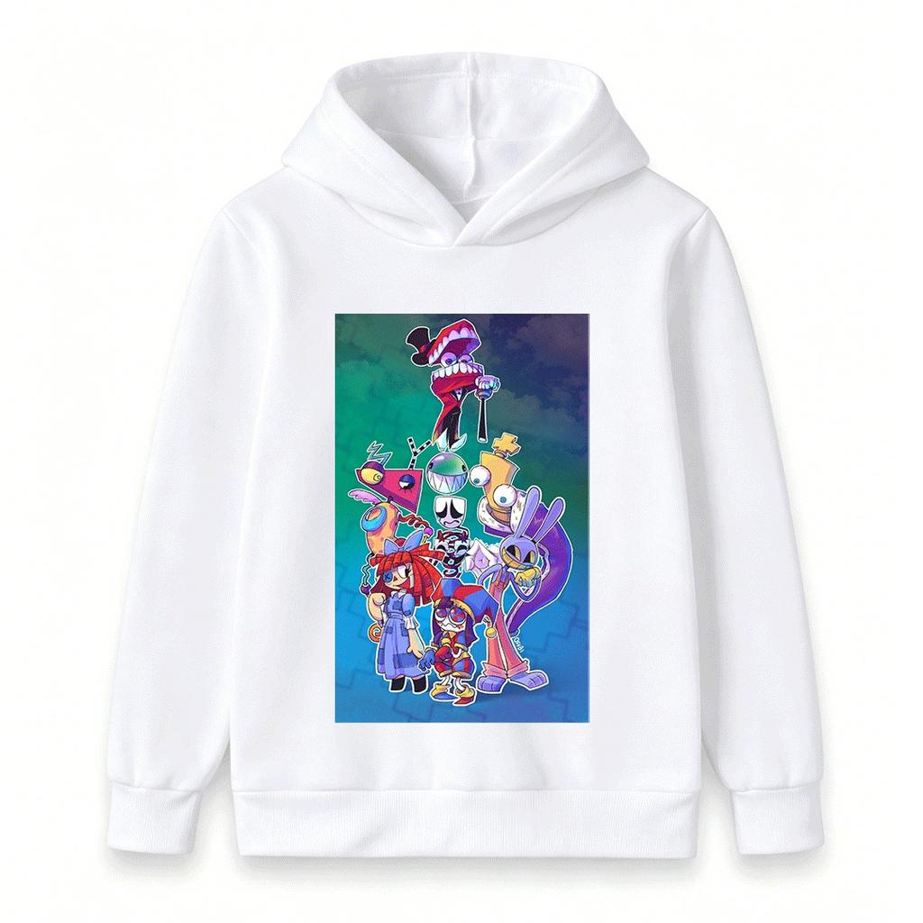 Kids Boys Girls The Amazing Digital Circus Print Hoodie Casual Long Sleeve Pullover Sweatshirt For Children Streetwear Tops