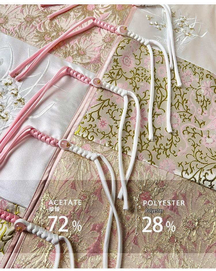 Damenweste im nationalen Stil aus Jacquard-Satin mit Froschverschluss und Freesienstickerei.