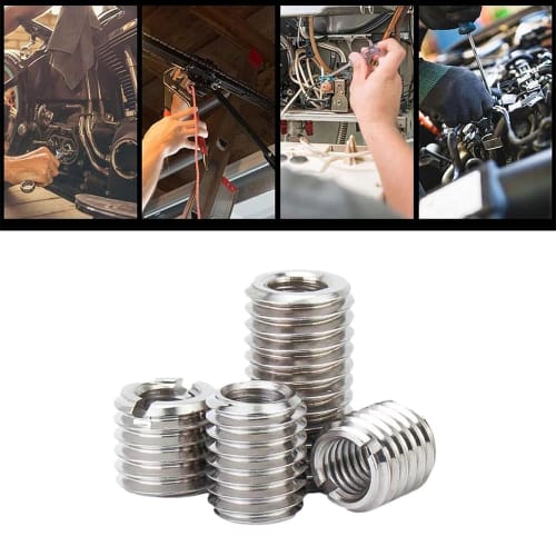 Set of 10 Insert Nuts, Thread Conversion Adapter, Inner Diameter M6*1, Outer Diameter M8*1.25, 15mm Length, Stainless Steel, for Thread Repair, Reduce