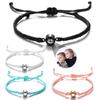 Handmade Woven Stainless Steel Bracelet with Custom Photo and 'I Love You' In 100 Languages Projection
