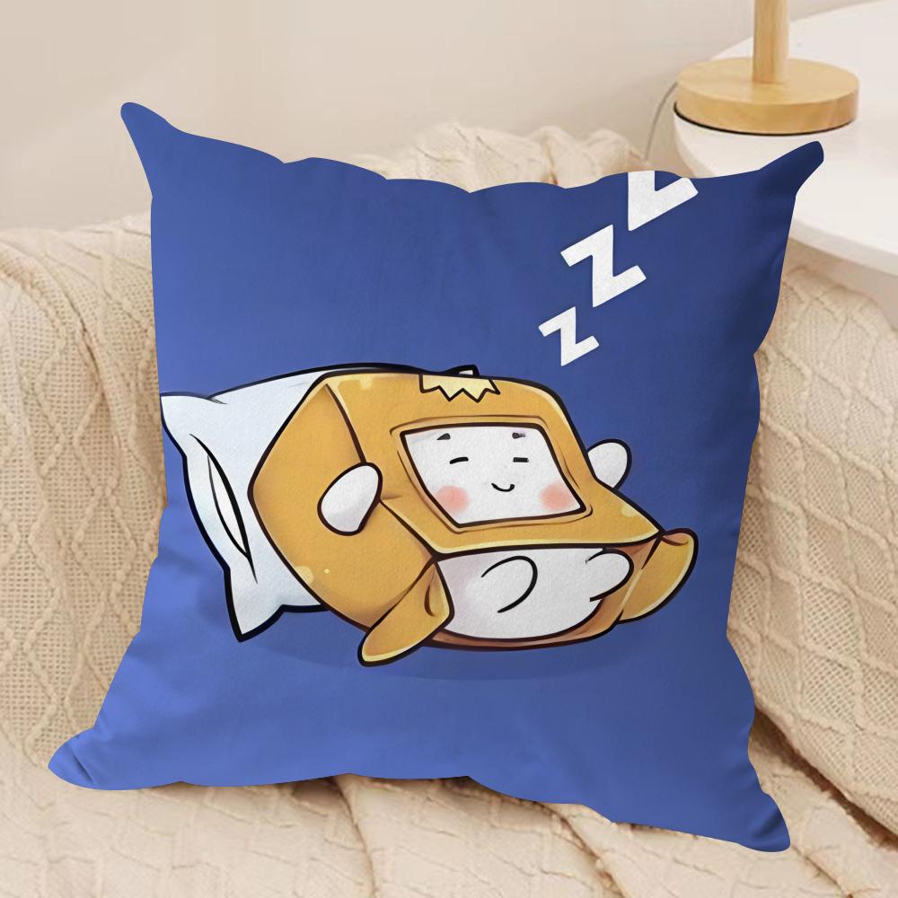 Cartoob LLankyBox Foxy Boxy Cute Cushion Cover Silky Short Plush Invisible Zipper Dustproof Sofa Pillow Case For Home Decor