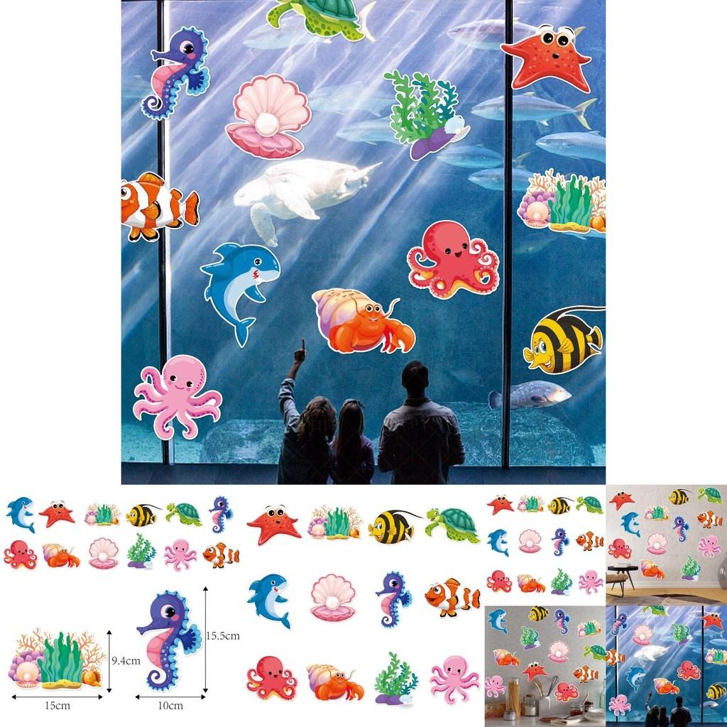 Stickers Muraux d'Anniversaire Thème Océan Pour Décoration de Fête d'Enfants Avec Créatures Marines Étoiles de Mer Tortues Pour Célébration d'Enfants