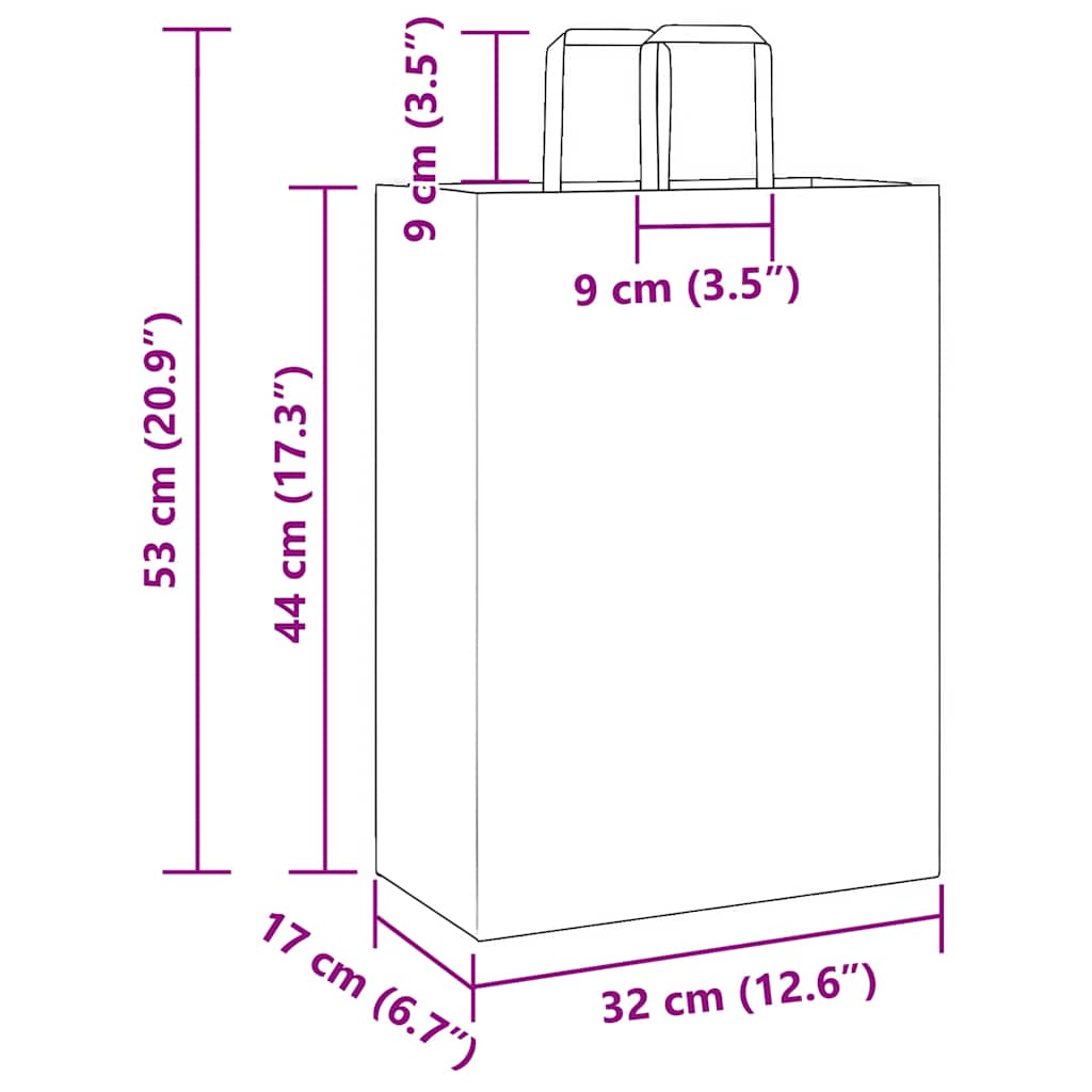 Kraft Paper Shopping Bags 50 Pcs with Handles White 32 X 17 X 44 Cm