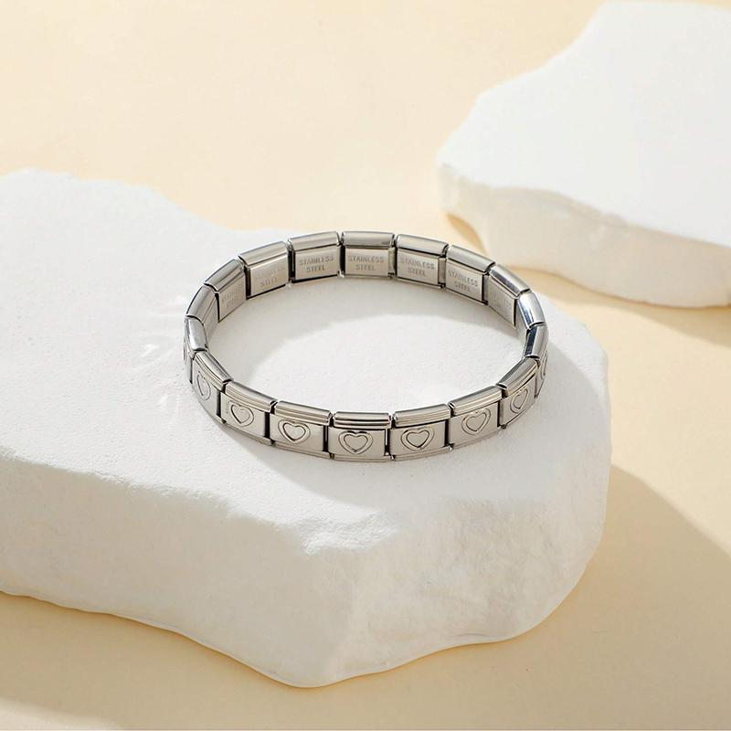 Italian Charm Stainless Steel Bracelets For Women Men 9mm Width Elastic DIY Modular Bracelet Jewelry Gift