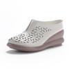 The First Layer of Cowhide Muffin Sole Heightening Women's Shoes Casual Leather Hollow Women's Slippers Breathable and Comfortable Hole Shoes