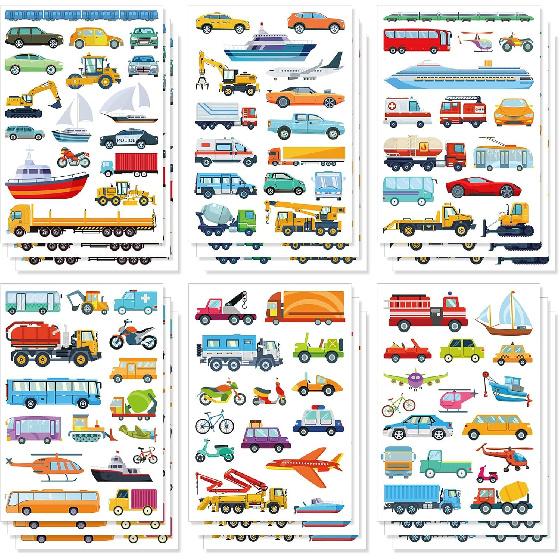 279pcs Cars and Trucks Stickers, Engineering Vehicle Decals, Kids Transportation Construction Truck Stickers for Toddler Boys and Girls Gifts,