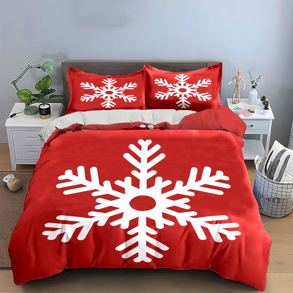 Winter-Themed Snowflake Decoration Bedding Set Exquisite Three-Piece Bedding Set Gift For Kids And Adults