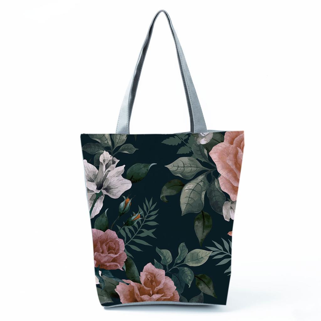 High Capacity Shoulder Bag Shopping Bags Bright Colors Floral Print Handbag Casual Travel Multi Functional Beach Bag Commuting Tote Bag