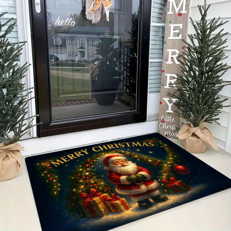 1Pcs Anti Fatigue Kitchen Rugs Christmas Santa ClausWaterproof Non-Slip Thick Cushioned Kitchen Mat Heavy Duty Comfort Standing Mat for Kitchen