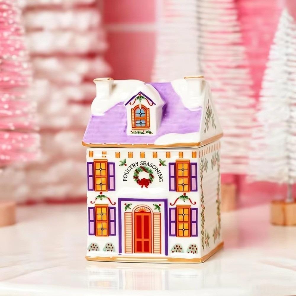 Gifts Cute Holiday Village Spice House Mini Desktop Decoration House Village Spice House Jars Cartoon House Craft Ornament