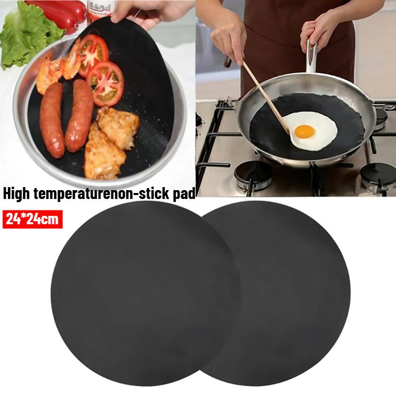 6Pcs Round Non-Stick Mat Pan Fry Liner Sheet Cooking Wok Kitchen Baking Pad BBQ Baking Mats Diameter 24cm Portable Kitchen Tools
