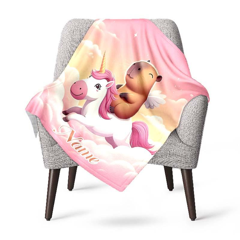 Colorful Unicorn Customize Your Name Blanket Used For Chair Office Sofa Bed Camping Soft And Warm Giving Friends And Relatives Birthday Graduation