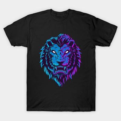 Asian Size Men Print T-shirt Lion Glow In The Dark No-Cut Heat Transfer Print Cotton Tshirt