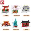 SEMBO BLOCK Japan Architecture Fridge Magnets Cherry Blossom Bricks Landmark Building Blocks DIY Gifts Toys Young Child Adults