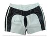 Pantalones Cortos Deportivos de Piel de Cordero Genuina Negro y Blanco 100% Hombre Gimnasio Pantalón de Cuero Boxer