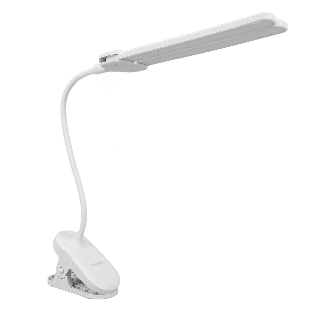 Dual Head LED Desk Lamp with Clamp 4000mAh Battery Operated 3 Lighting Modes Dual Head Bright Eye Care Light for Work