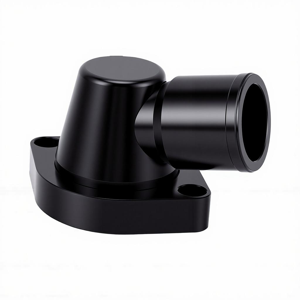 90 Degree Swivel Thermostat Housing Water Neck 1.5in Black Billet Aluminum Alloy Replacement for LS Engine