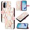 For Xiaomi Poco F3 Case with Strap Marble Pattern Leather Phone Cover Card Holder