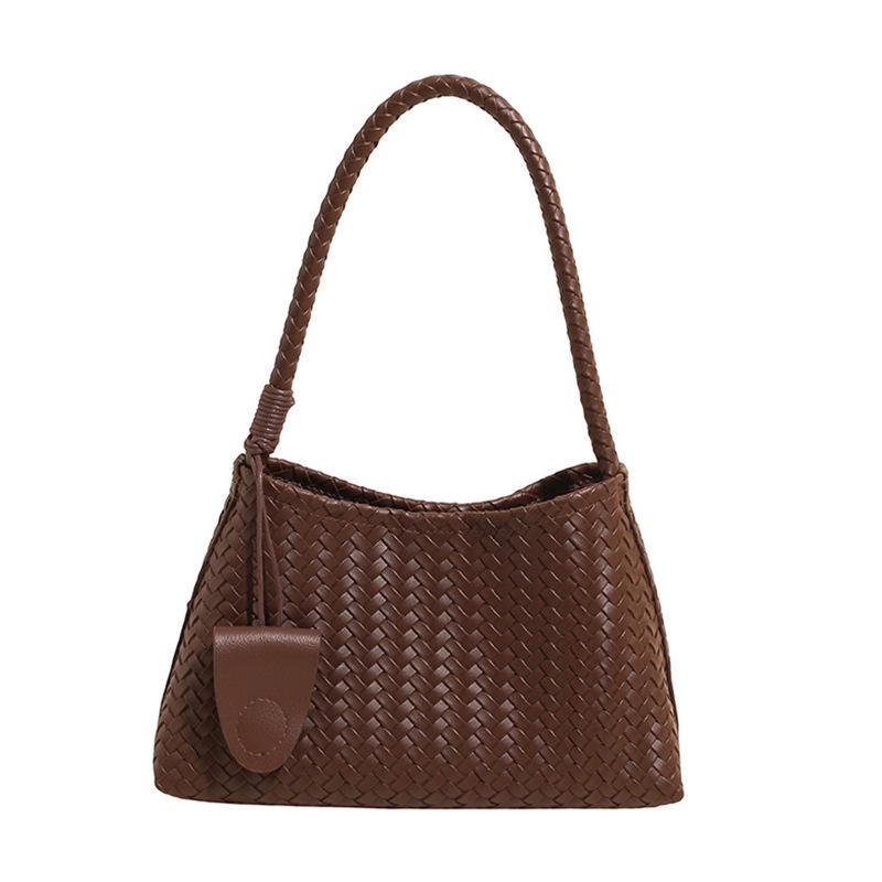 Fashion Woven Leather Totes Bags with Braided Top Handle Underarm Bag Minimalist Chic Shoulder Purse for Casual Everyday Wear