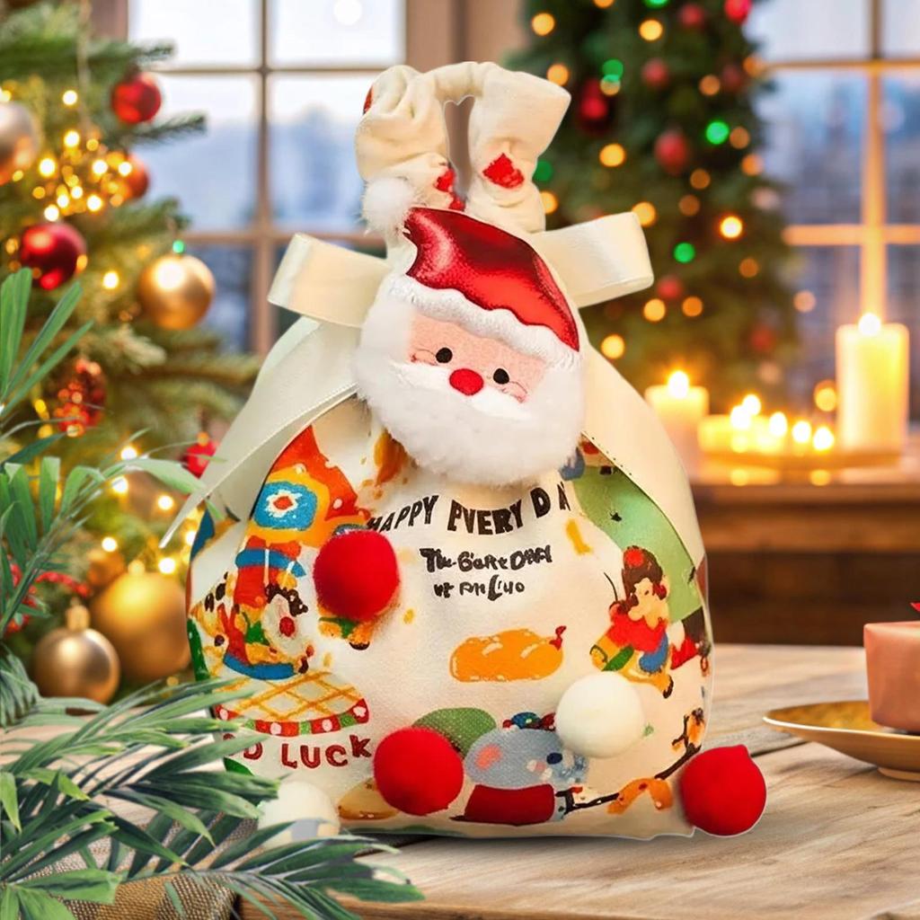 Christmas Treat Bags Christmas gift bags reusable gift candy fruit cloth packaging bags Holiday Wrapping Pouch Party Favors