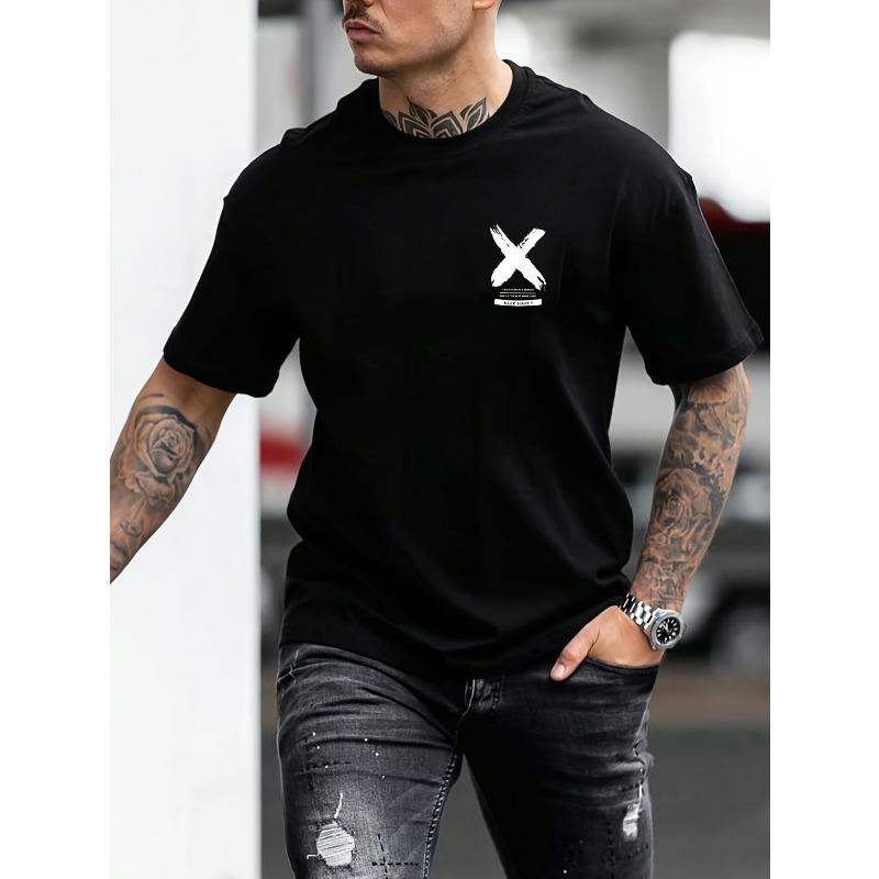 Men's "Keep Happy" Letter Print Crew Neck T-Shirt, Summer Outdoor Sports Short Sleeve