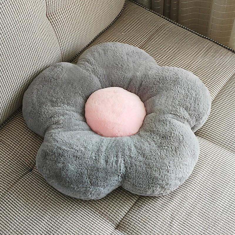 Rabbit Fur Flower Seat Cushion Plush Toy Candy Color Sunflower Throw Pillow Small Daisy Pillow Office Cushion