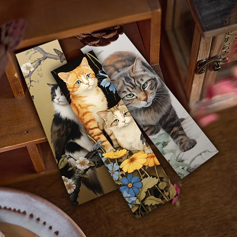 30Pcs Adorable Cartoon Cat Bookmarks In an Artistic Graffiti Style, Practical And Durable DIY Reading Markers, Vintage-Themed Bookmarks