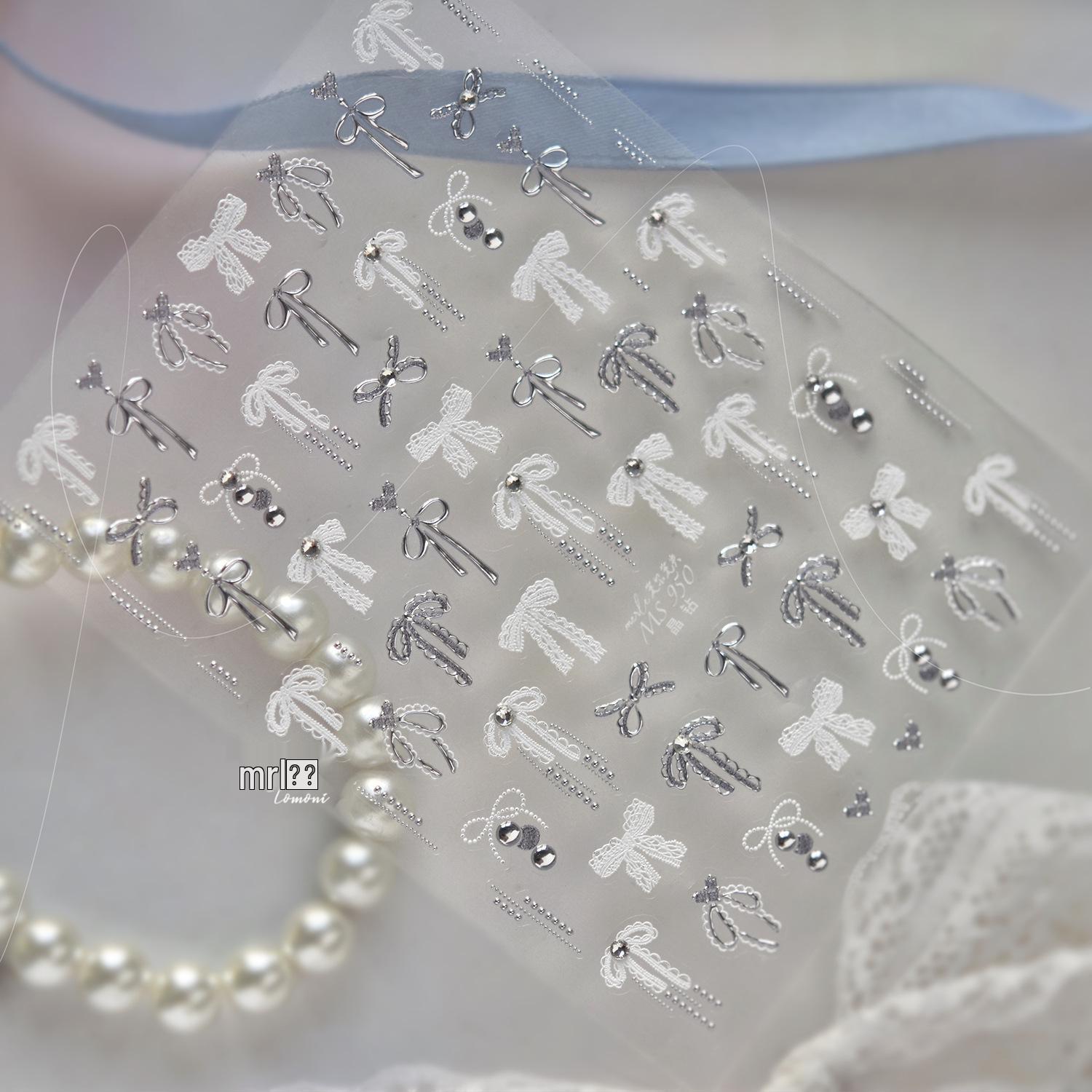 Tomoni Mo Shi Crystal Diamond & Lace Bow Nail Stickers – High-End Collaboration Batch