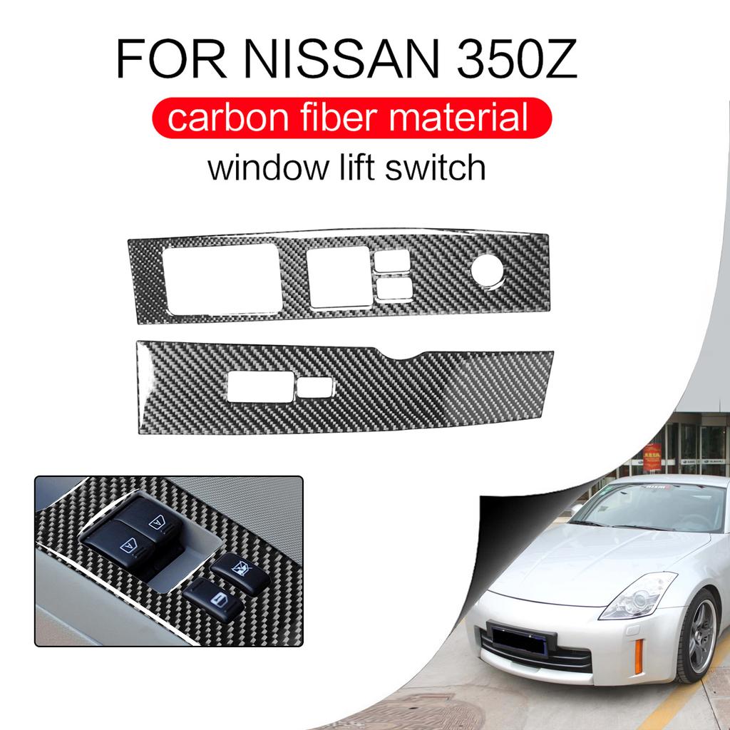 Car Window Lifter Switch Carbon Fiber Decals Decorative Stickers Cover Trims For Nissan 350Z Accesorios Para Vehículos