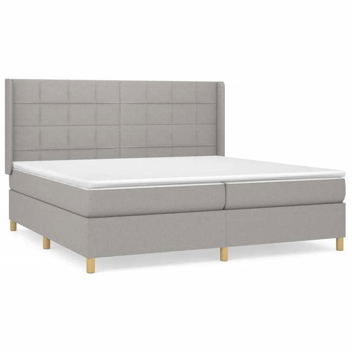 3132017 vidaXL Lit à sommier tapissier avec matelas Gris clair 200x200cm Tissu