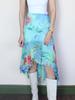 French Floral Summer Half-Skirt: Colorful, Irregular, Oil-Painting Style Mesh Midi Skirt