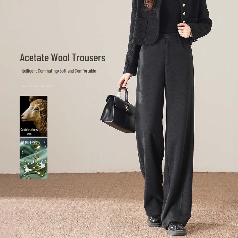 

Women s Wool Blend Wide-Leg Trousers XL